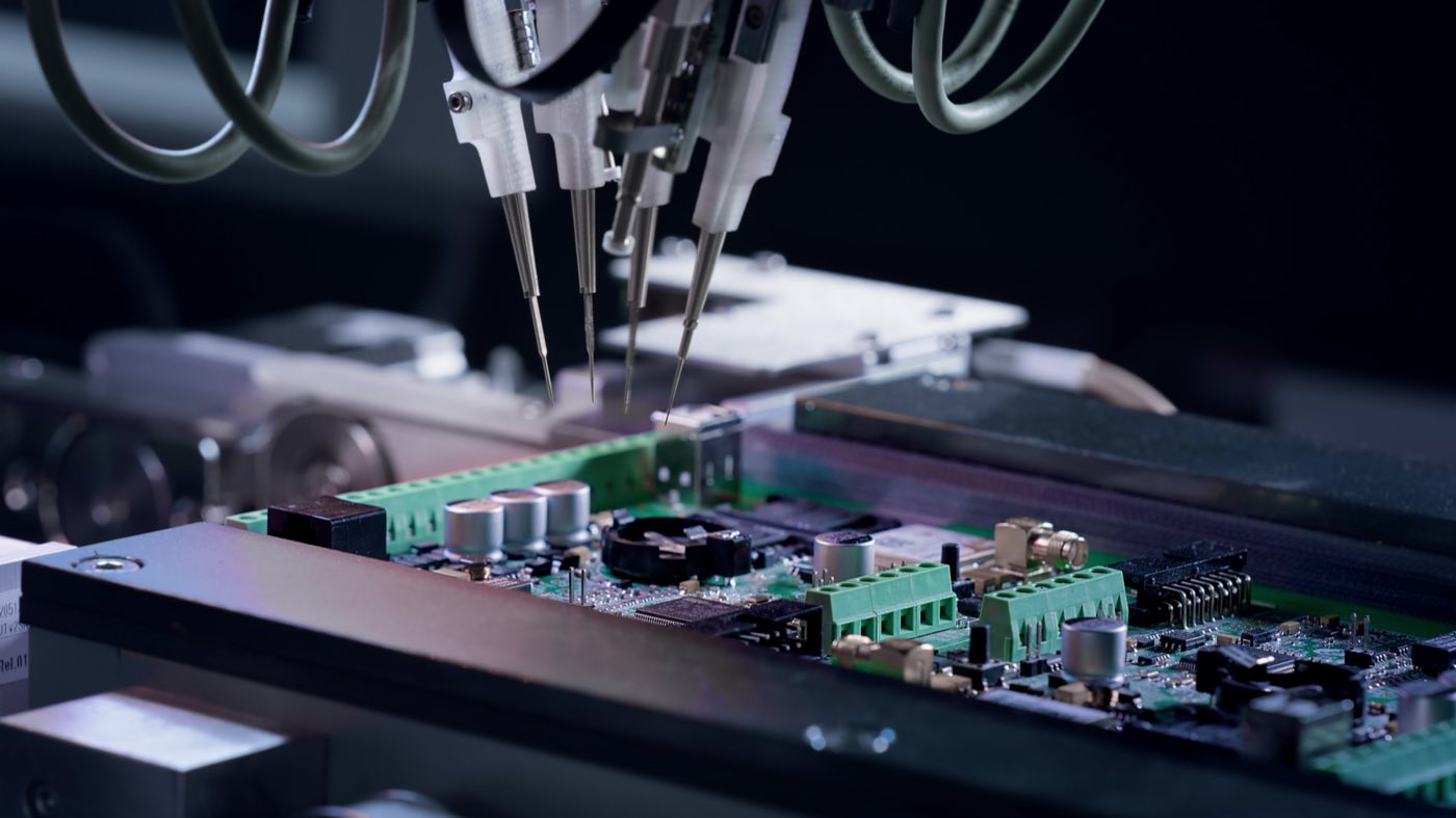 Pick-and-place machine populating a circuit board on an electronics production line
